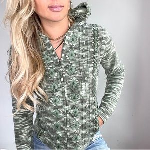 Patagonia Green Chunky Knit Full Zip Hoodie Sweater - M/L